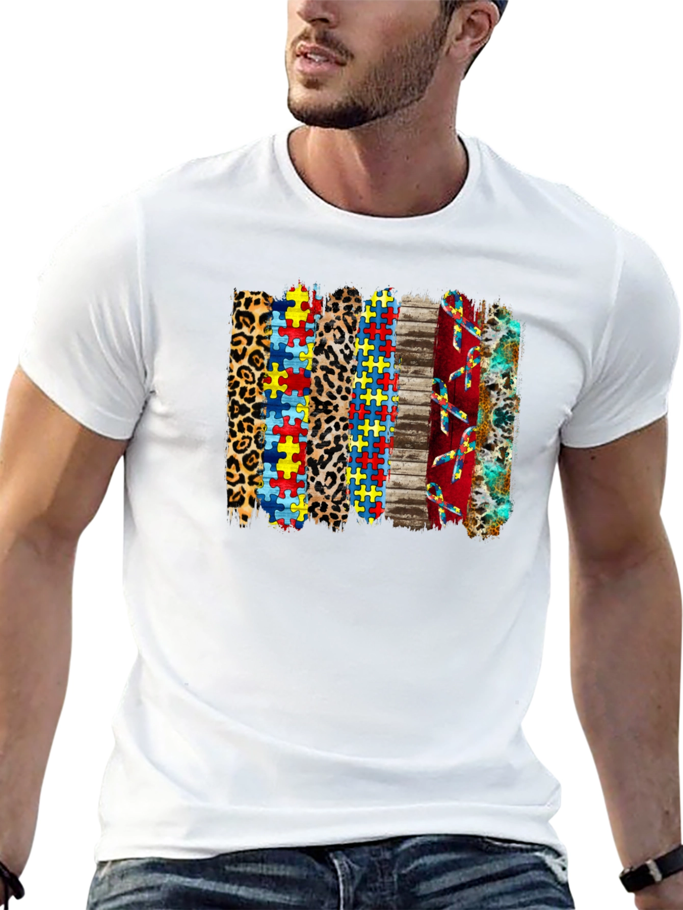 Autism Awareness Ribbon & Puzzle Piece Graphic Tee
