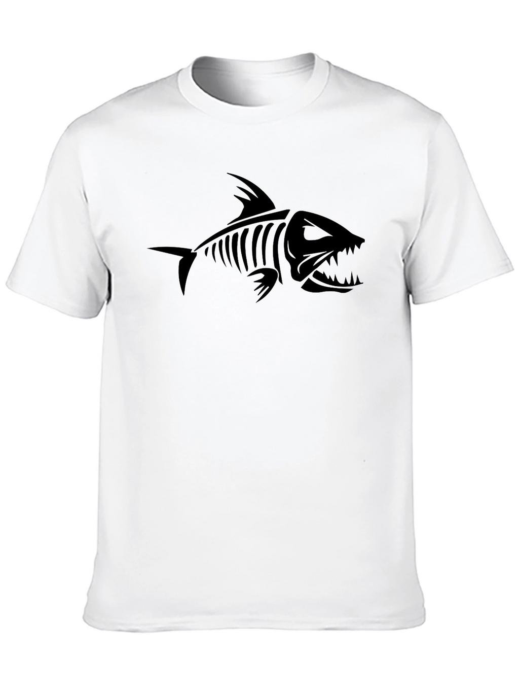 Mens Black Graphic Tee - Fish Skeleton Design