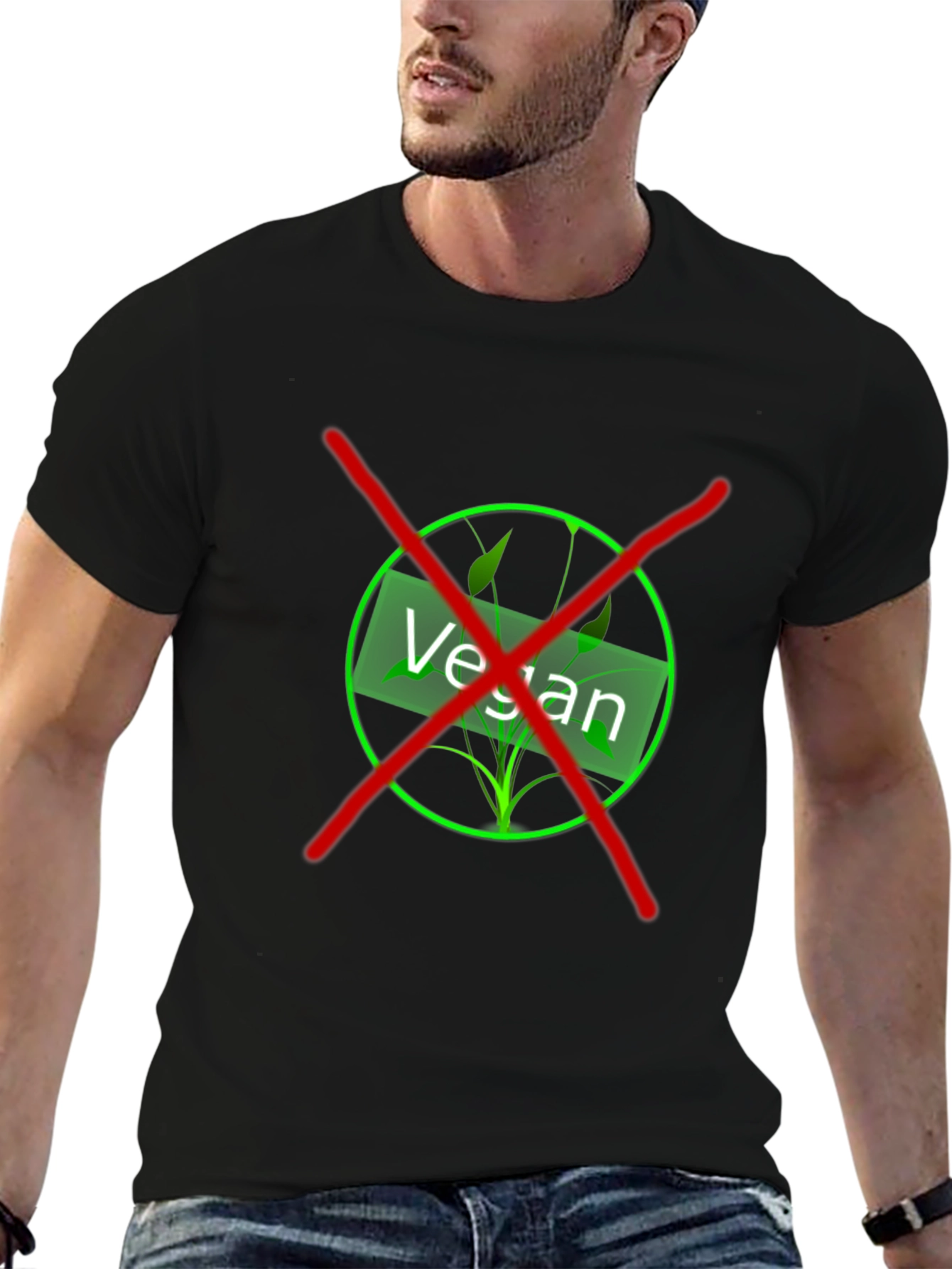 Anti-Vegan T-Shirt - Black Graphic Design
