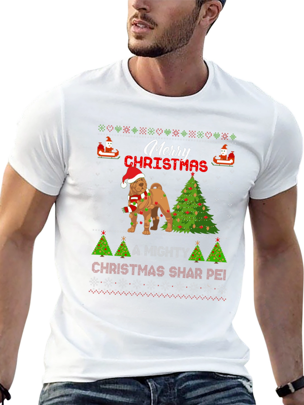 Merry Christmas Shar Pei Ugly Sweater T-Shirt