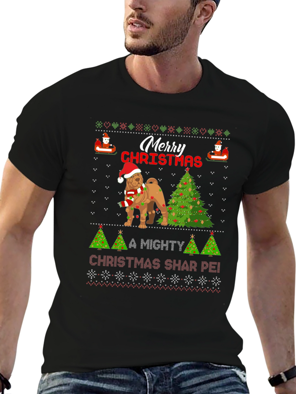 Merry Christmas Shar Pei Ugly Sweater T-Shirt