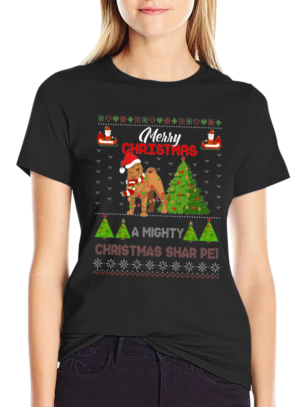 Merry Christmas Shar Pei Ugly Sweater T-Shirt