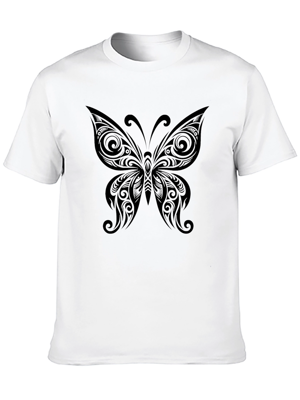 Tribal Butterfly Graphic Black T-Shirt