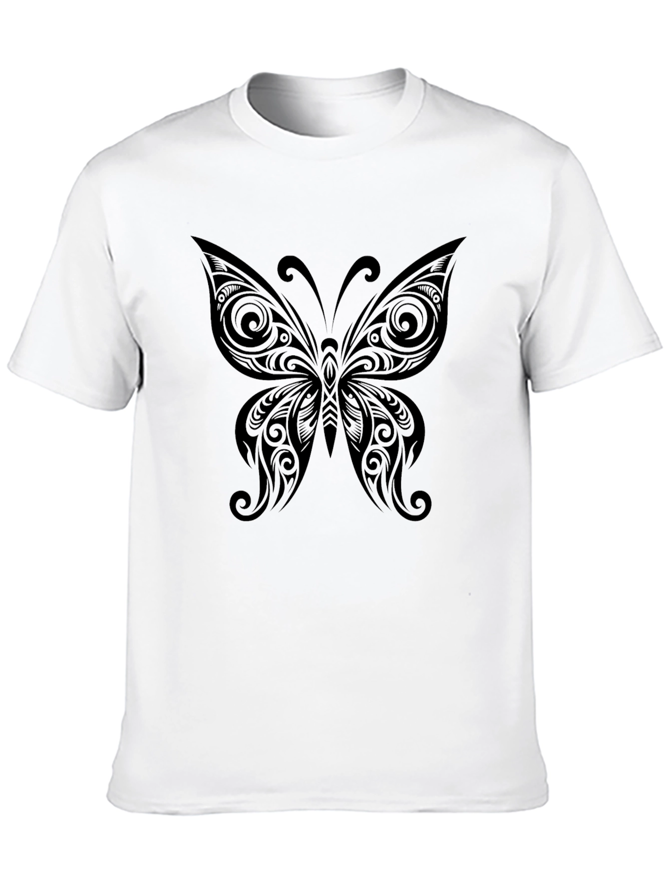 Tribal Butterfly Graphic Black T-Shirt