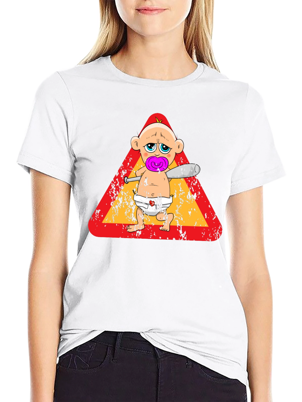 Funny Baby with Baseball Bat T-Shirt