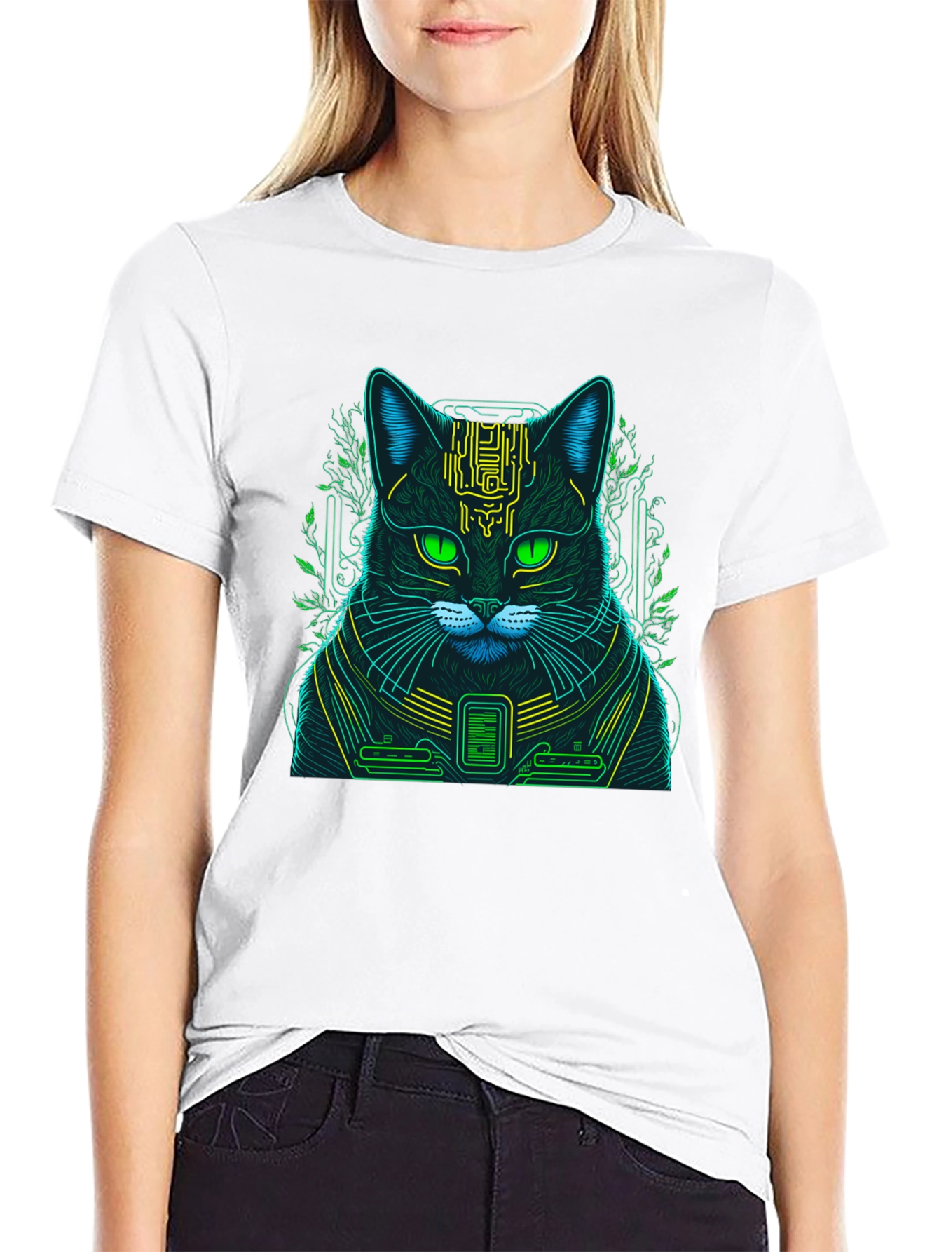Cyberpunk Cat T-Shirt - Neon Style