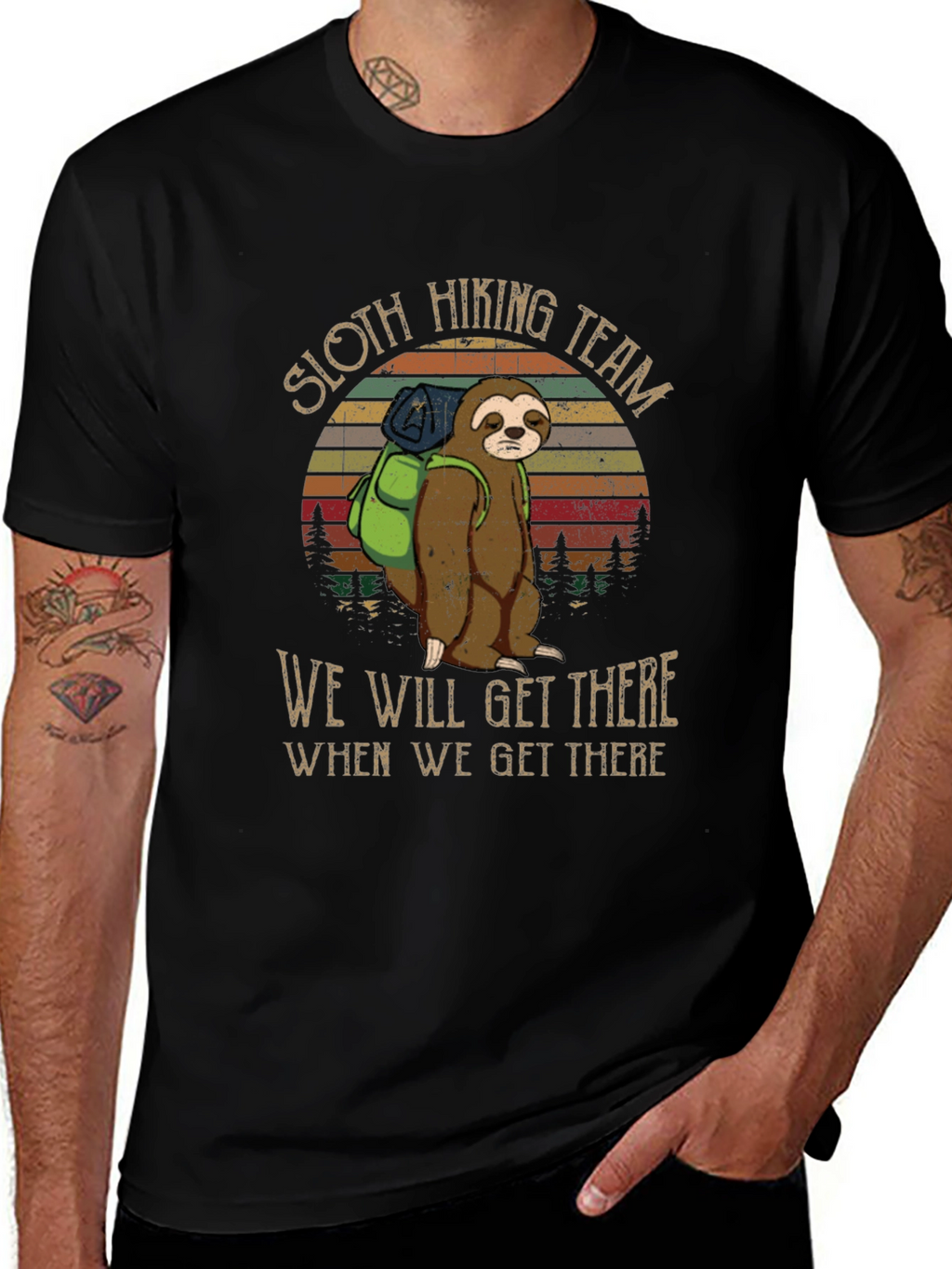 Sloth Hiking Team Black T-Shirt