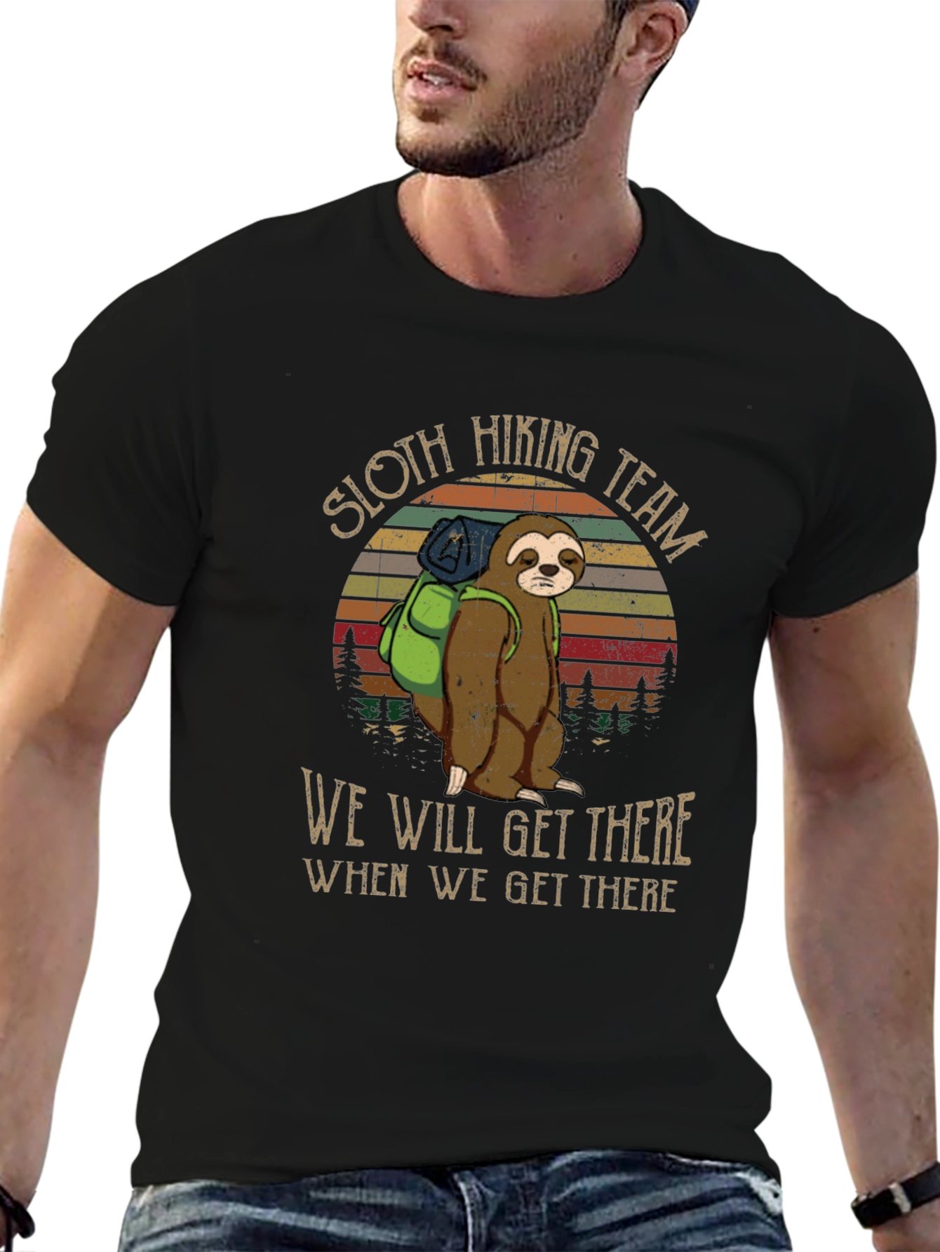 Sloth Hiking Team Black T-Shirt