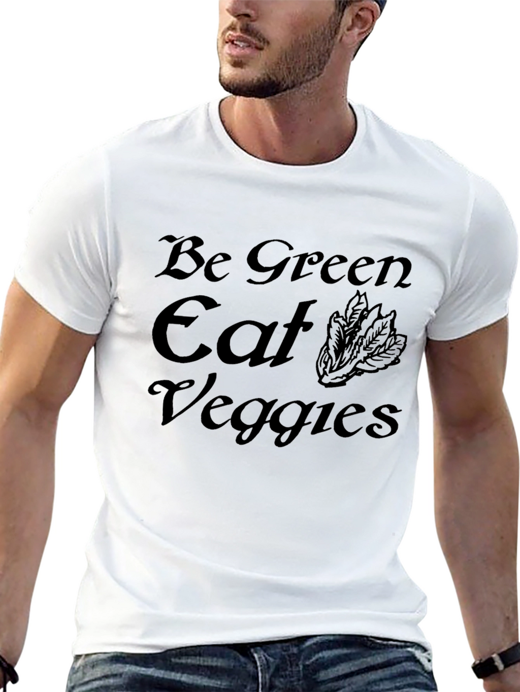Be Green Eat Veggies Graphic Tee - Black
