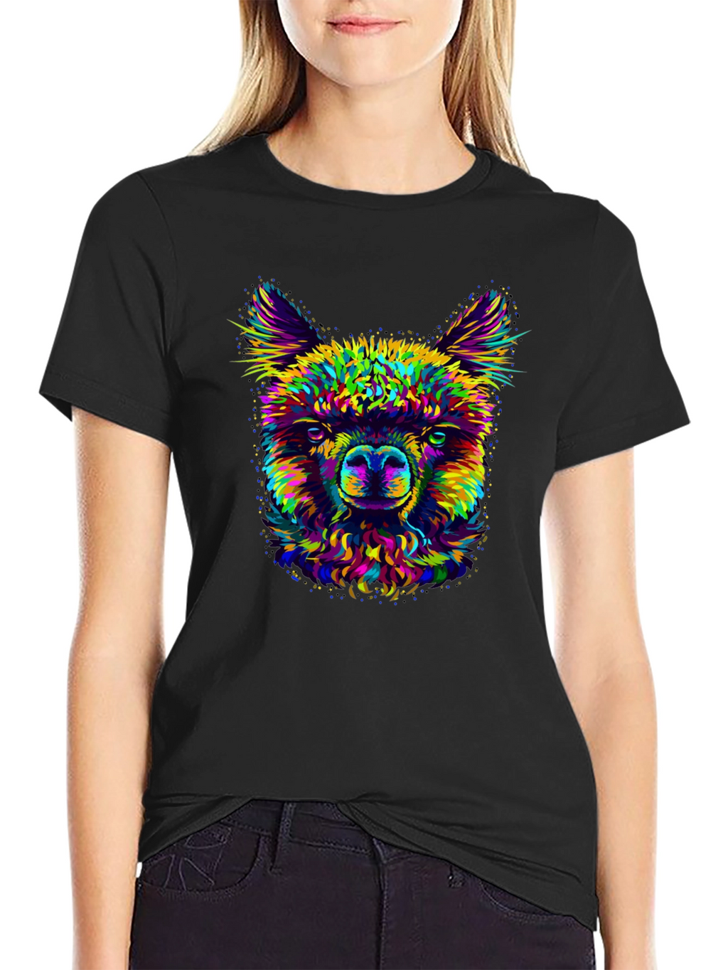 Llama Graphic Print Crew Neck T-Shirt