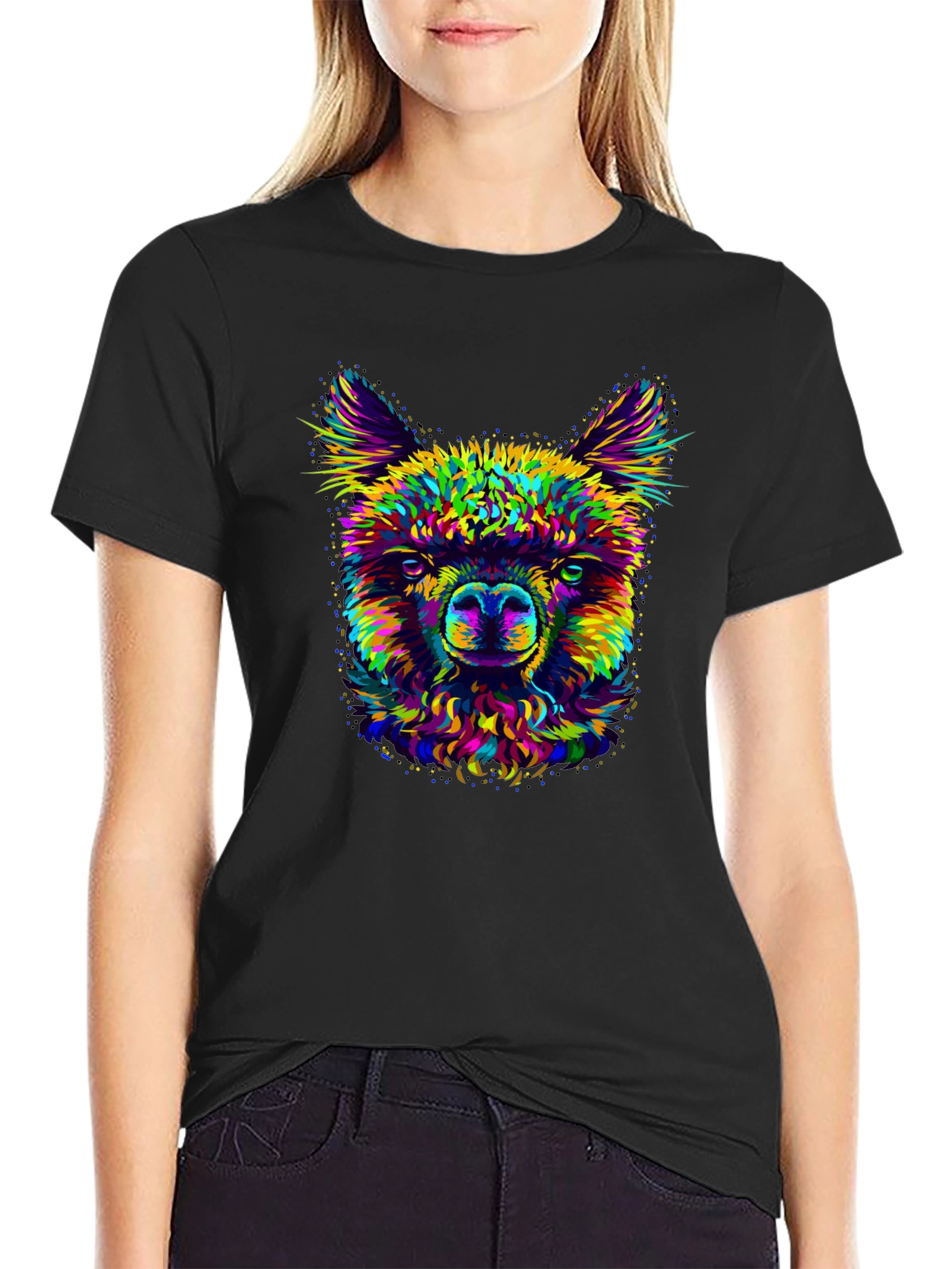 Llama Graphic Print Crew Neck T-Shirt