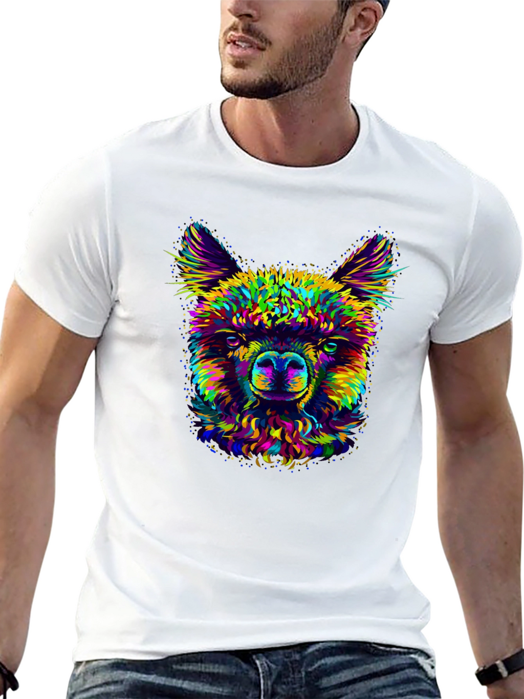 Llama Graphic Print Crew Neck T-Shirt