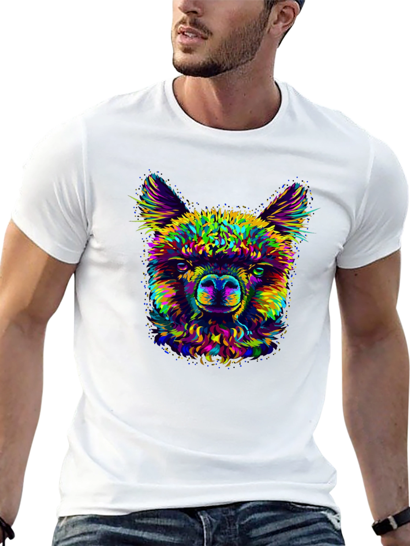 Llama Graphic Print Crew Neck T-Shirt