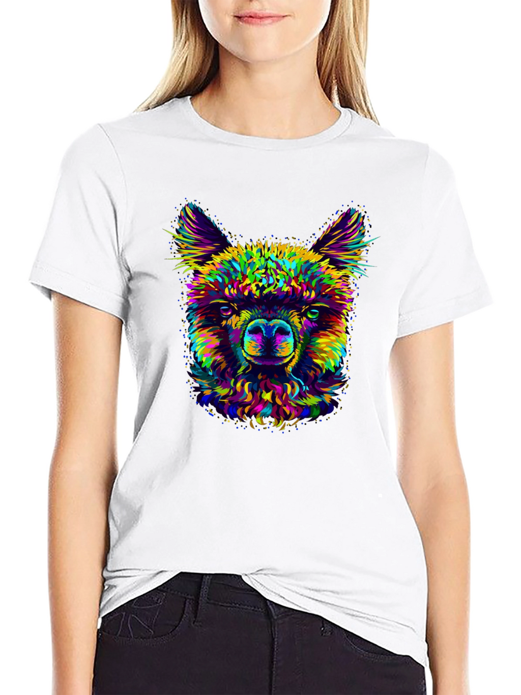 Llama Graphic Print Crew Neck T-Shirt