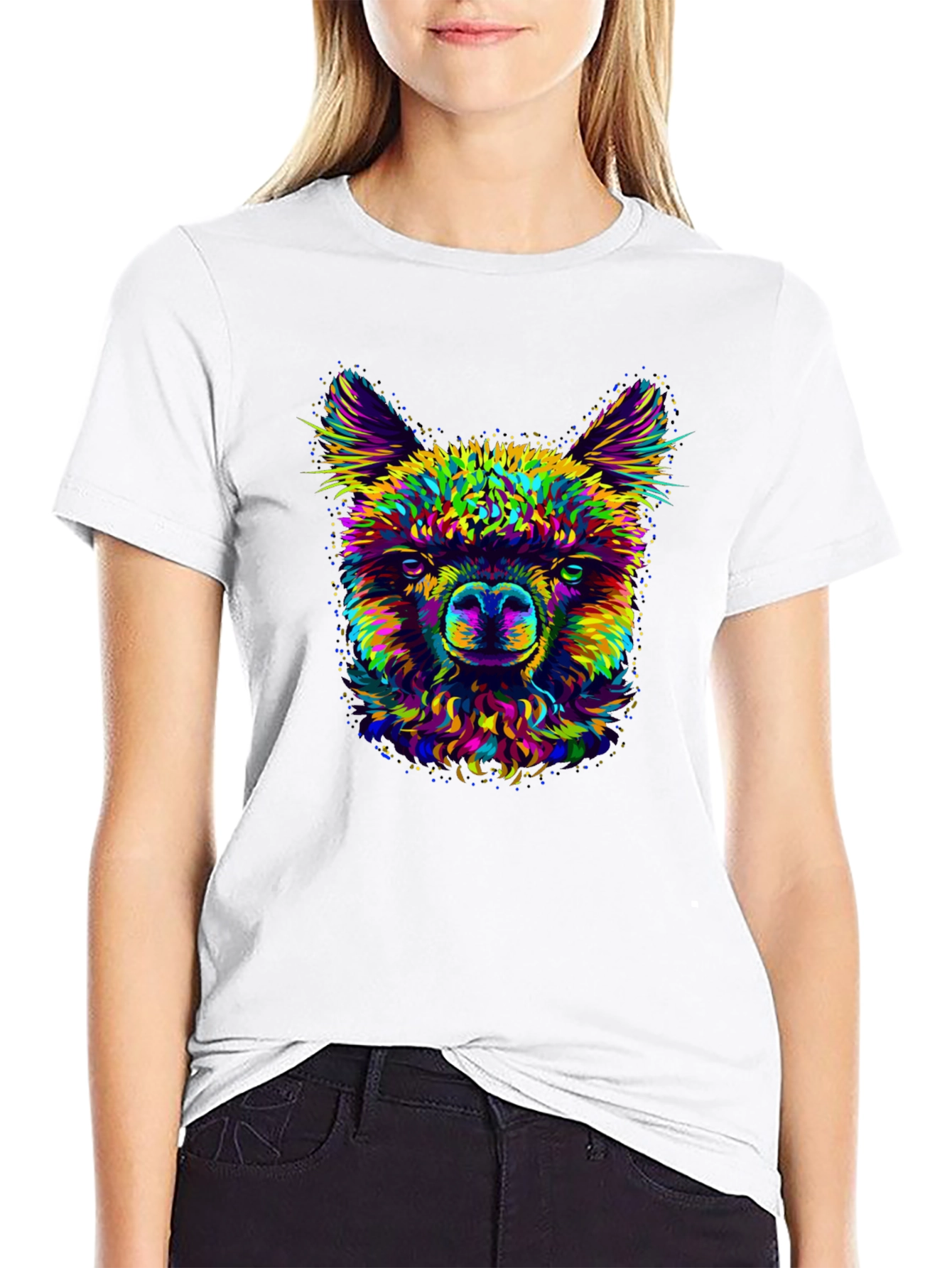 Llama Graphic Print Crew Neck T-Shirt