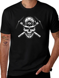 Miner Skull T-Shirt - Black Crew Neck Graphic Tee