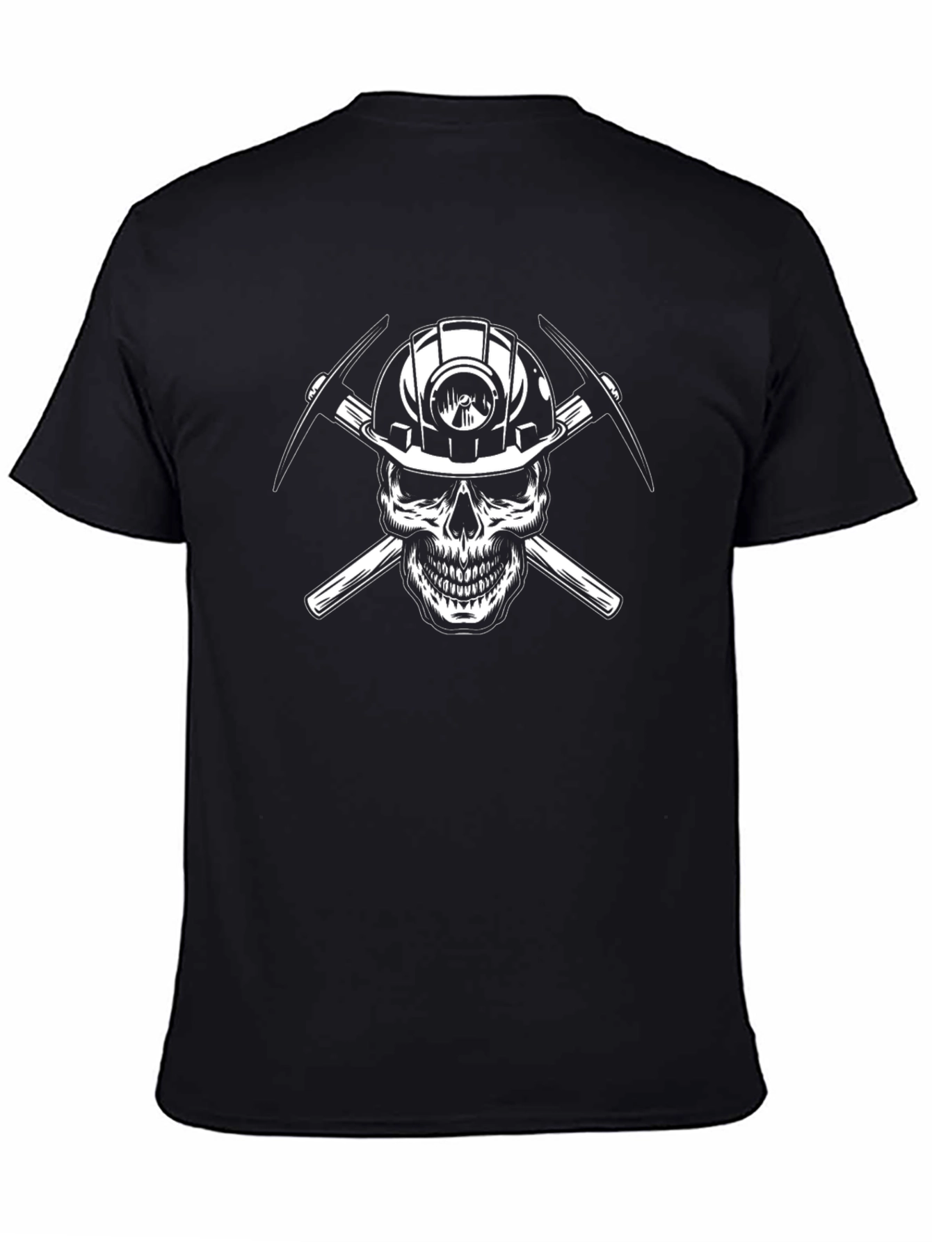 Miner Skull T-Shirt - Black Crew Neck Graphic Tee