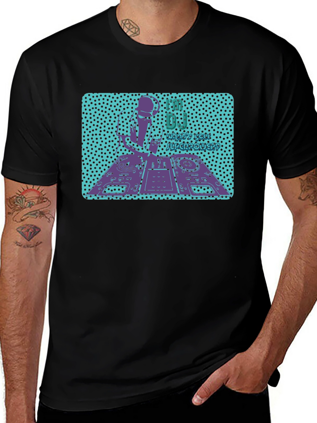 DJ Turntable Graphic Tee - Mens Black T-Shirt