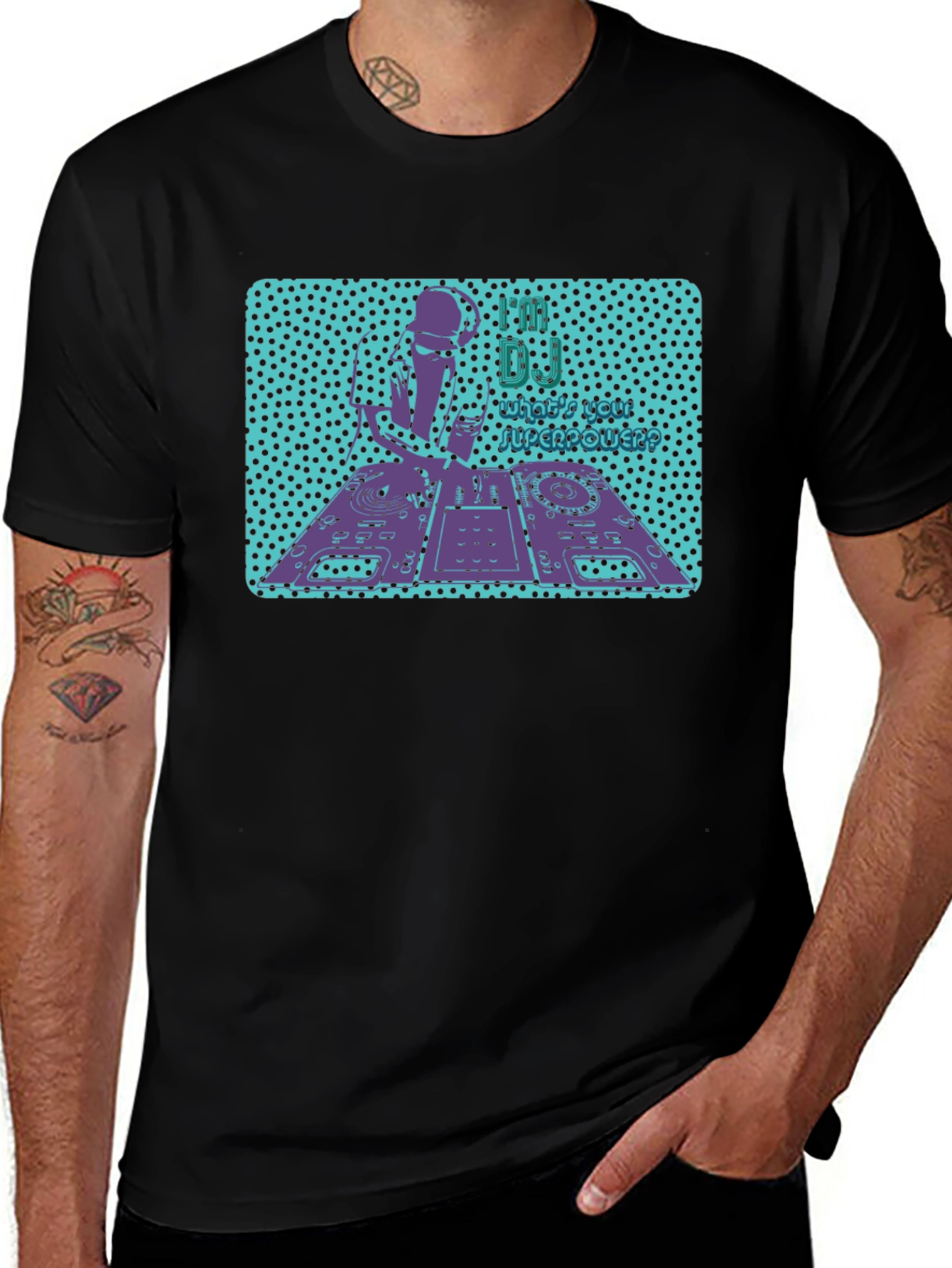 DJ Turntable Graphic Tee - Mens Black T-Shirt