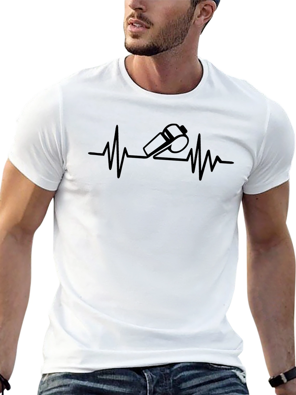 Heartbeat Whistle Graphic Tee - Black
