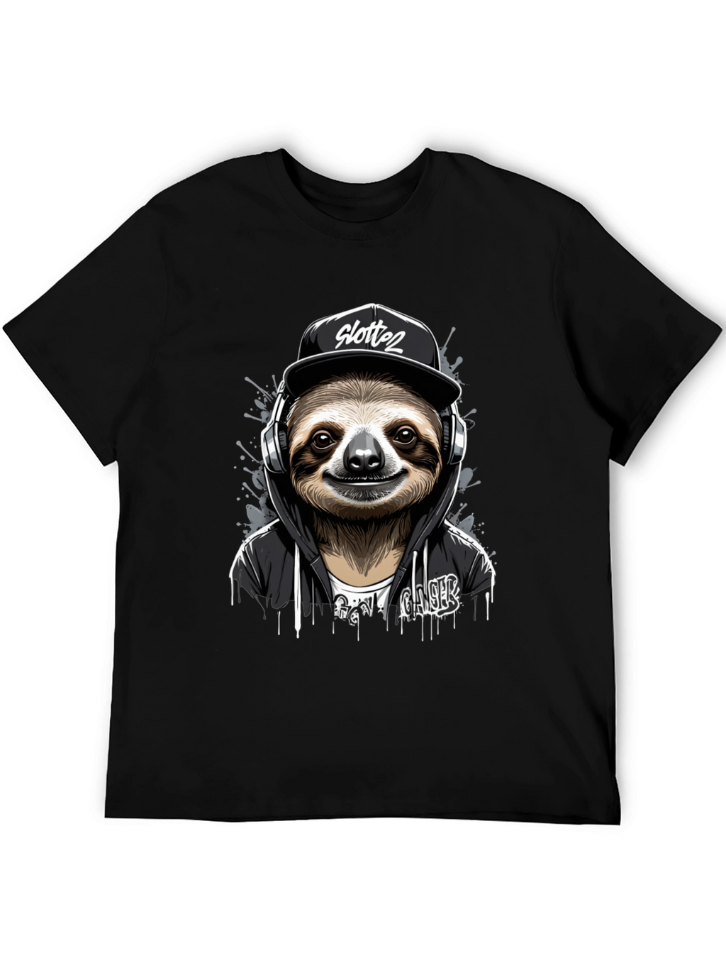Sloth Gamer Black T-Shirt