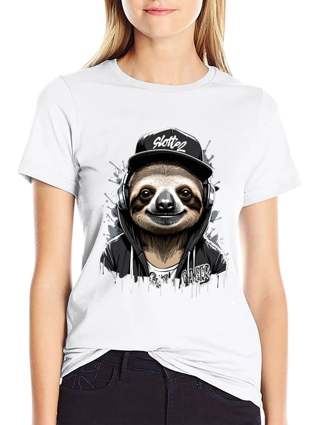 Sloth Gamer Black T-Shirt