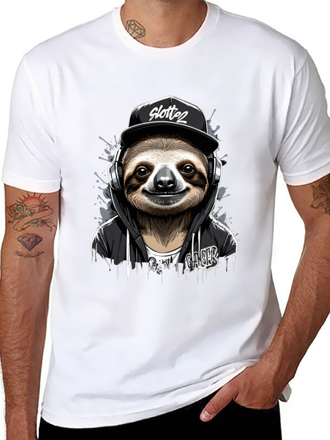 Sloth Gamer Black T-Shirt