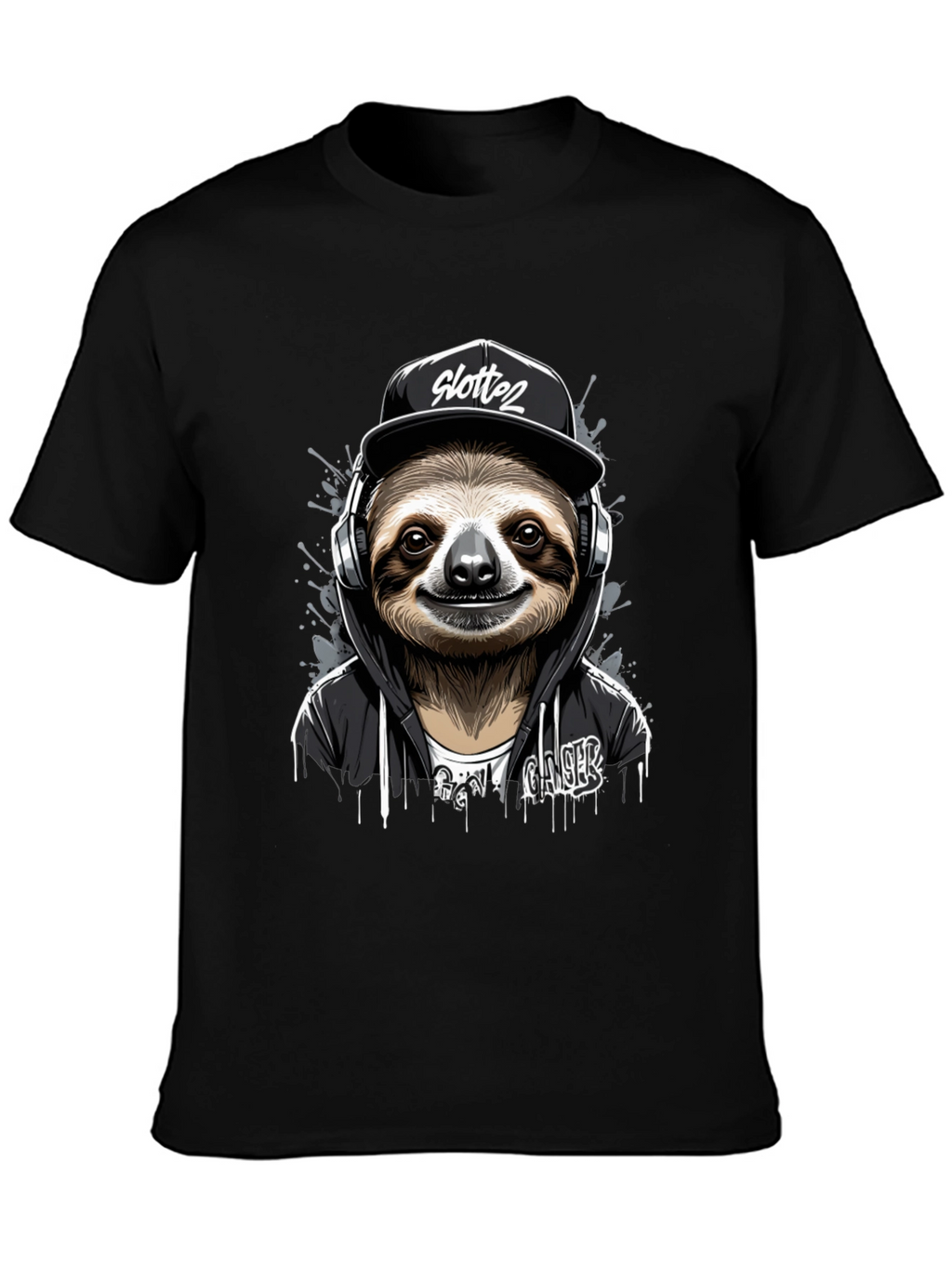 Sloth Gamer Black T-Shirt