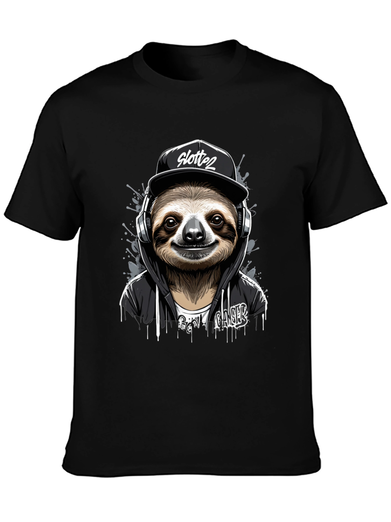 Sloth Gamer Black T-Shirt