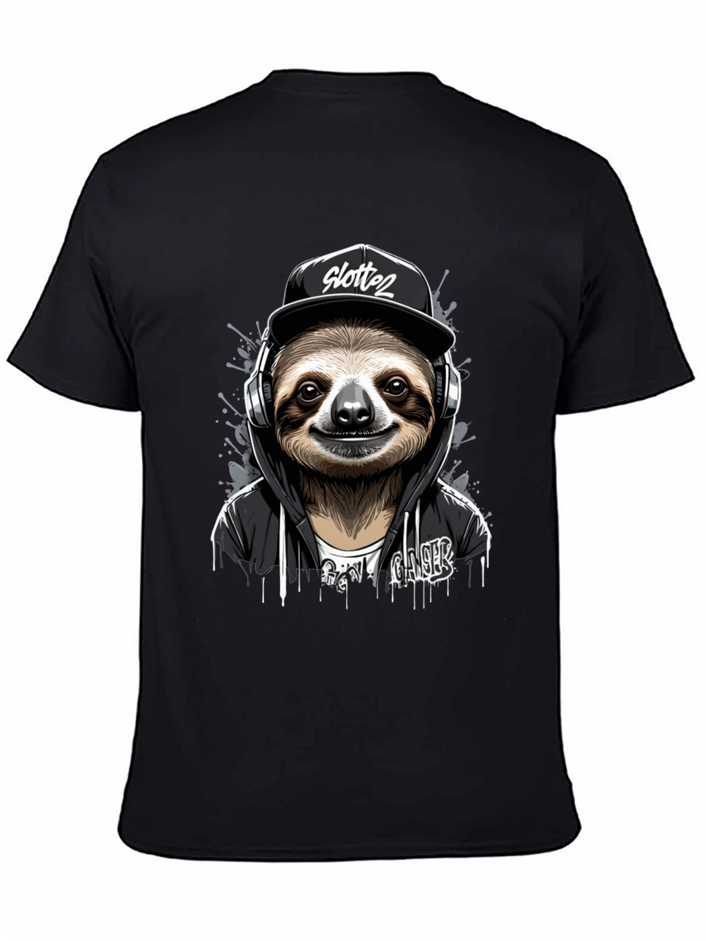 Sloth Gamer Black T-Shirt