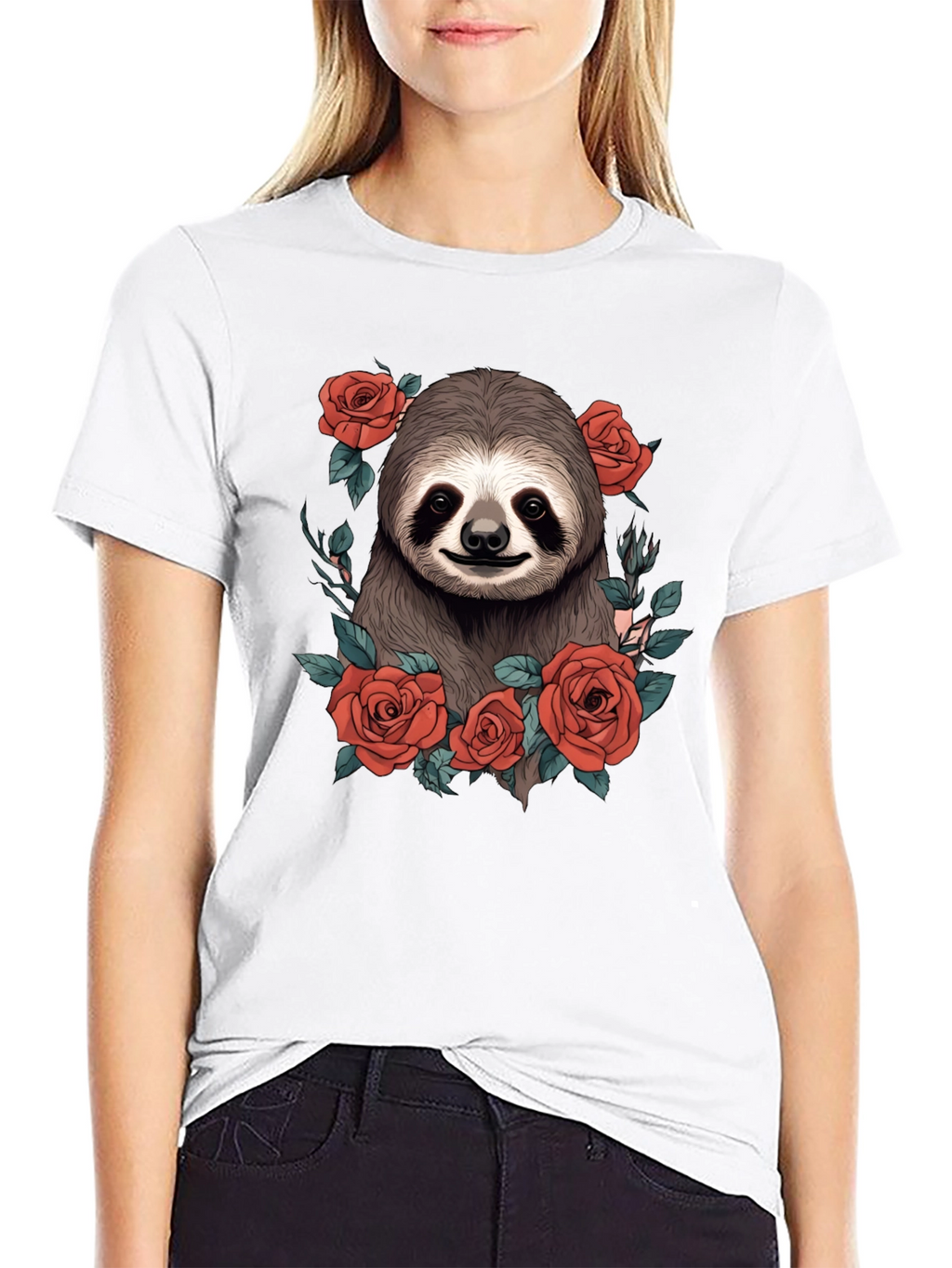 Sloth & Roses Graphic T-Shirt - Mens Black Tee