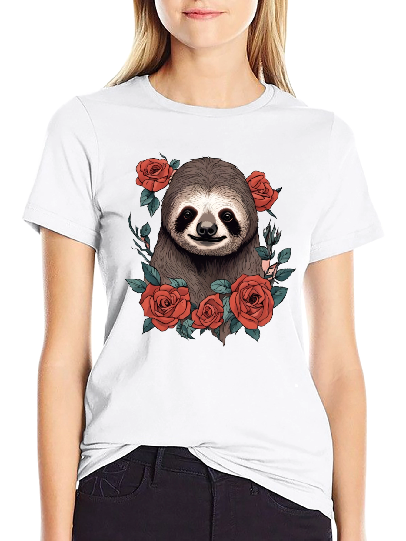 Sloth & Roses Graphic T-Shirt - Mens Black Tee