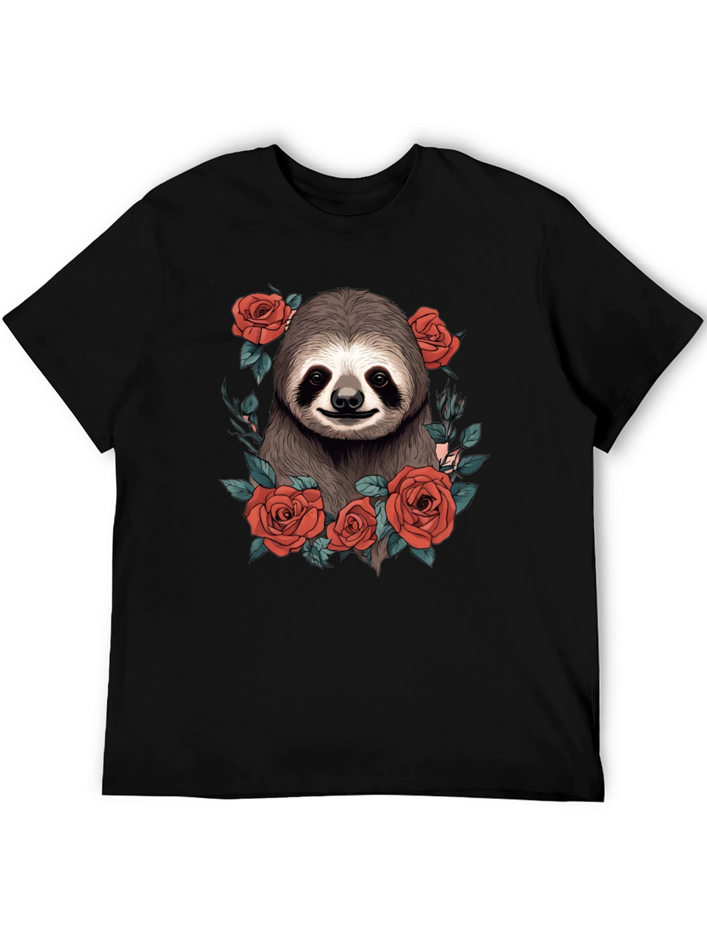 Sloth & Roses Graphic T-Shirt - Mens Black Tee