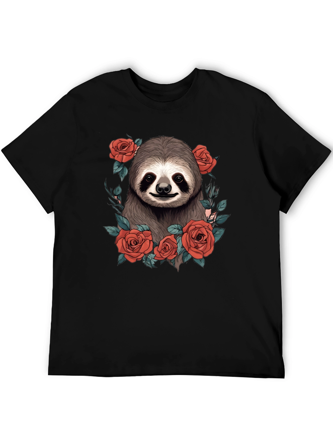 Sloth & Roses Graphic T-Shirt - Mens Black Tee