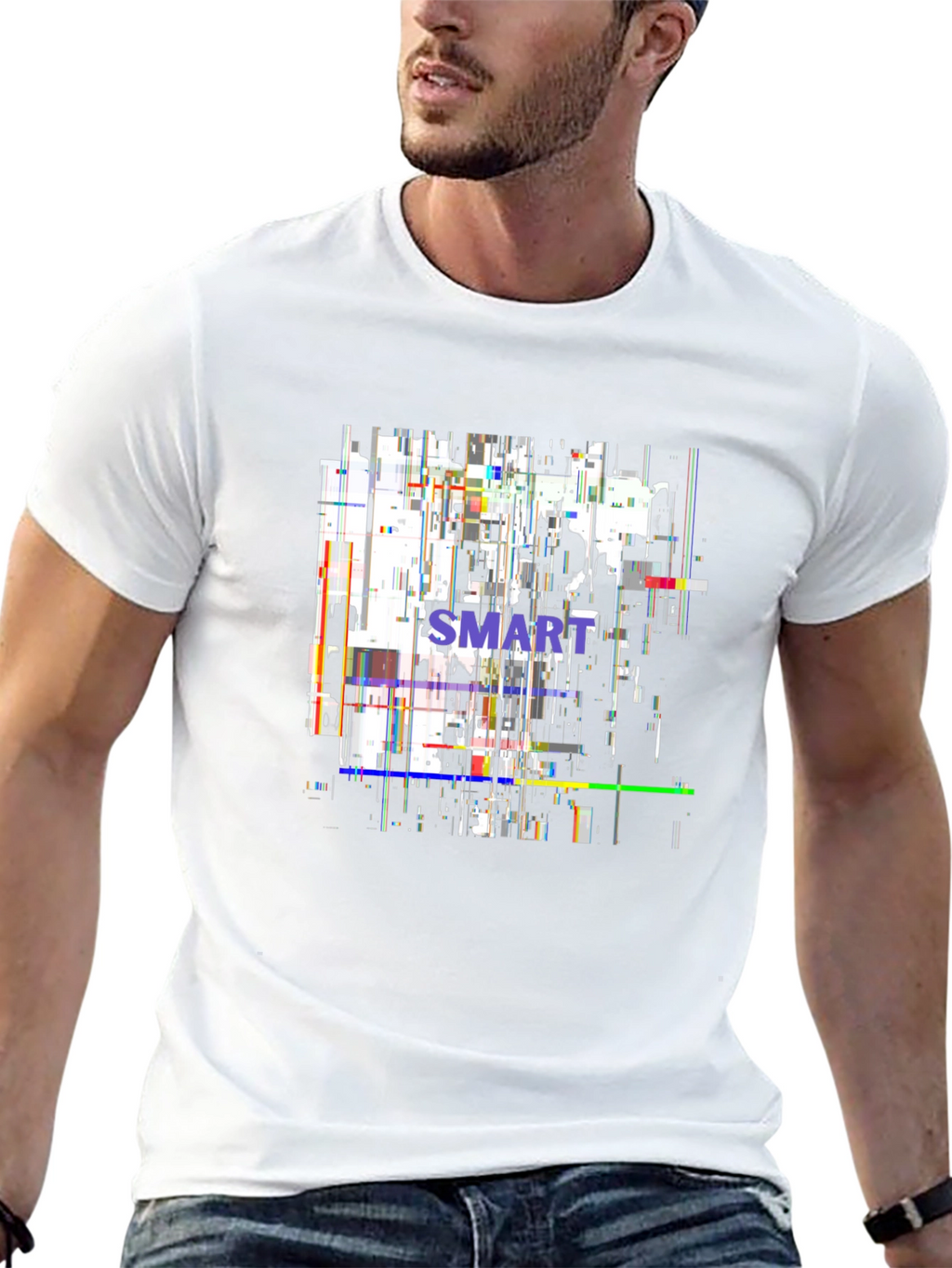 Abstract SMART Black T-Shirt - Modern Glitch Design