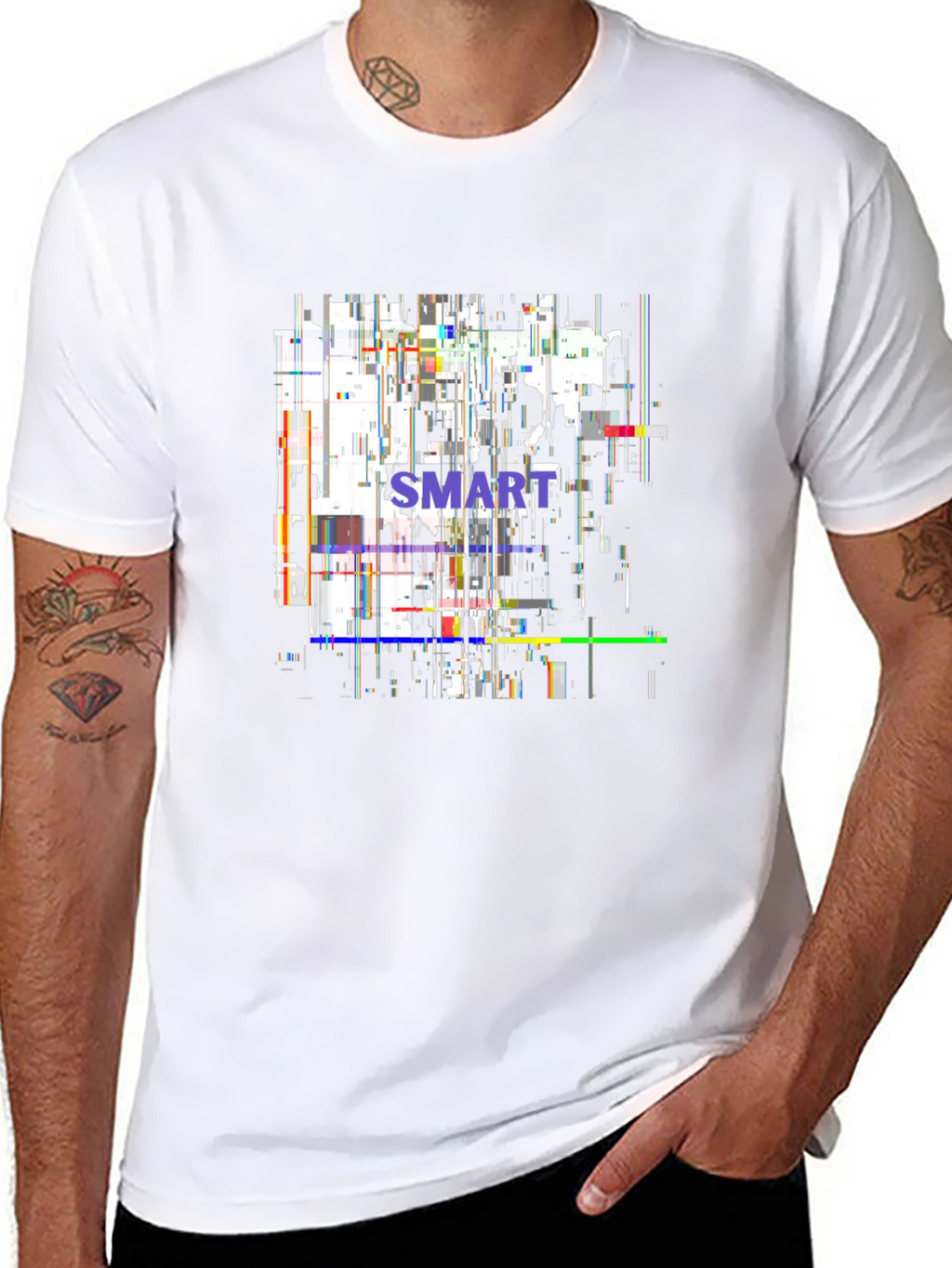 Abstract SMART Black T-Shirt - Modern Glitch Design