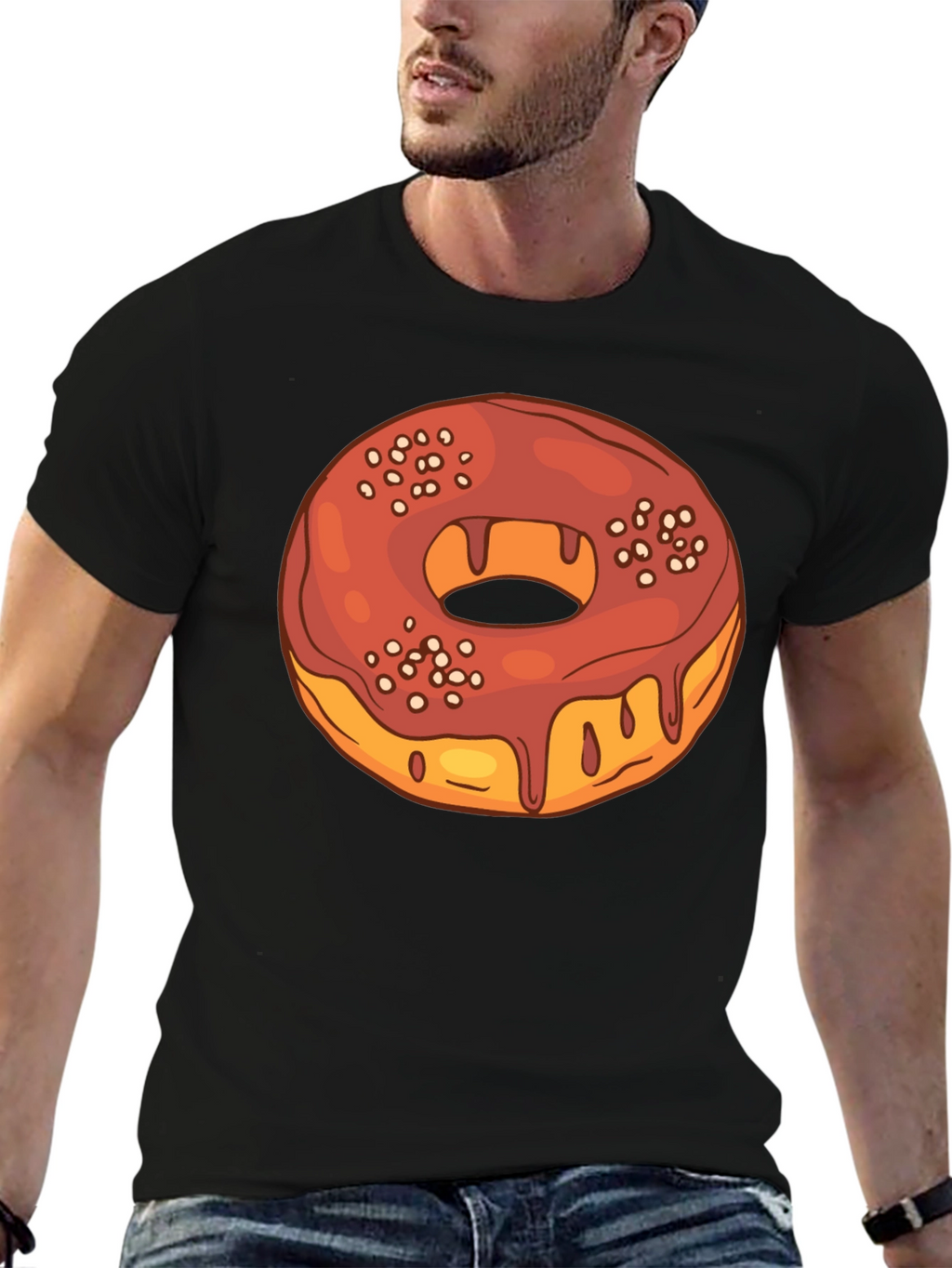 Donut Graphic Black T-Shirt - Casual Style