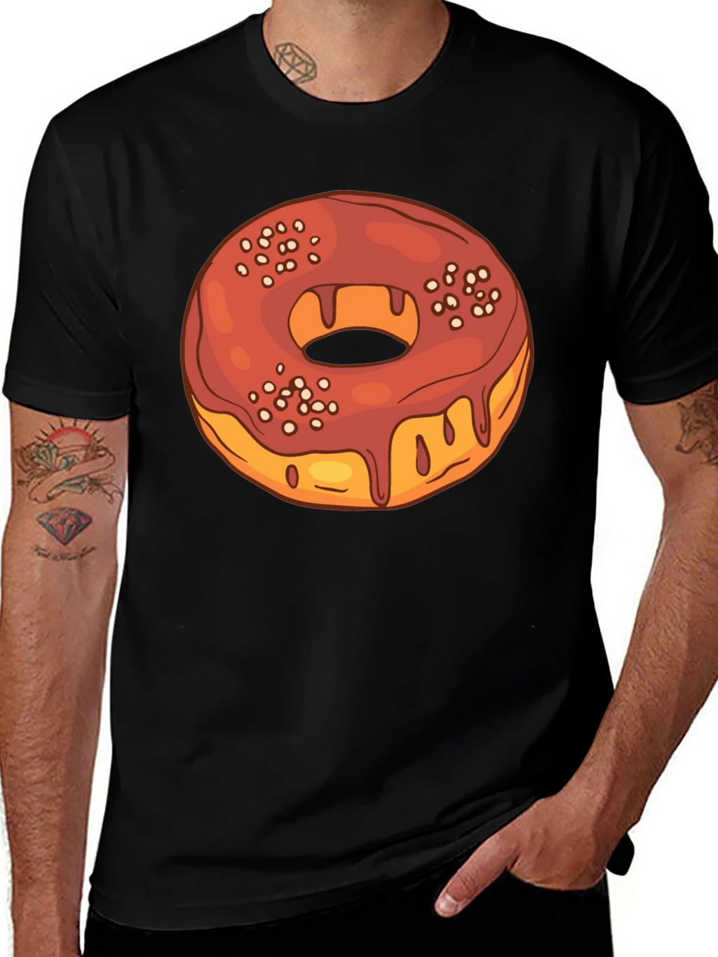 Donut Graphic Black T-Shirt - Casual Style
