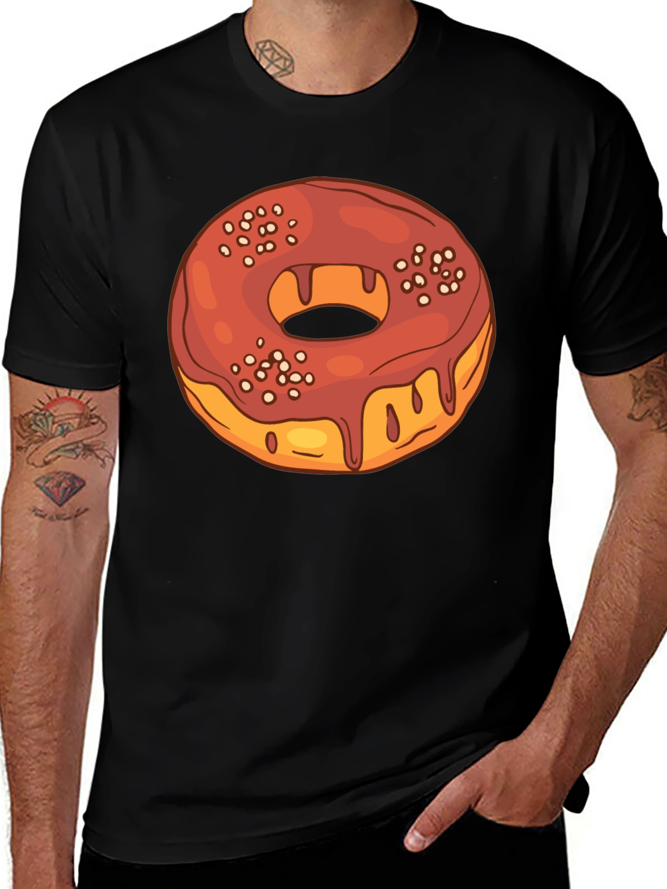 Donut Graphic Black T-Shirt - Casual Style