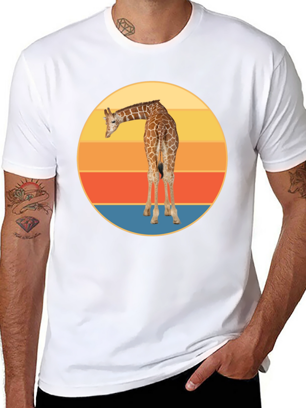 Retro Giraffe Sunset T-Shirt