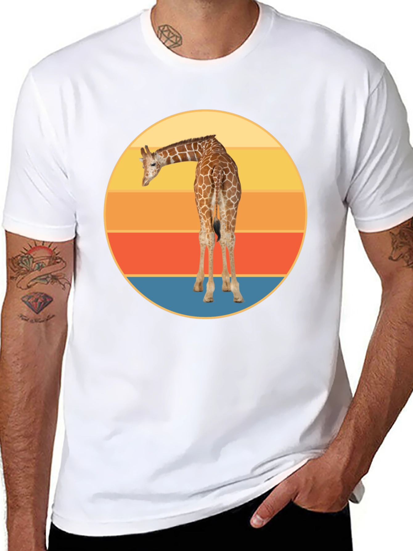 Retro Giraffe Sunset T-Shirt