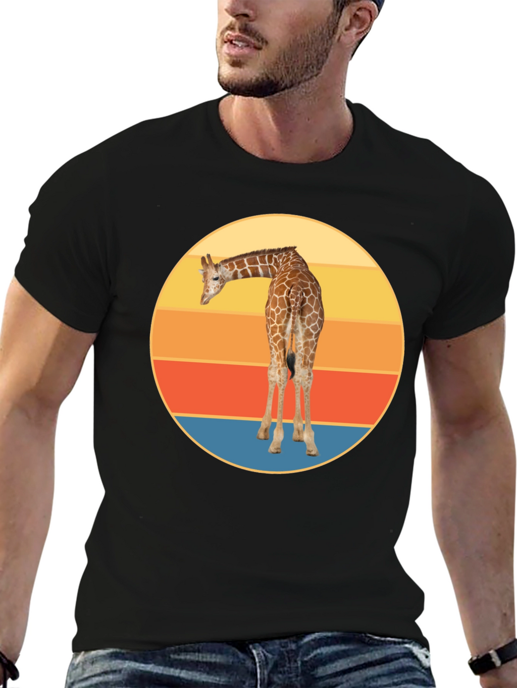Retro Giraffe Sunset T-Shirt