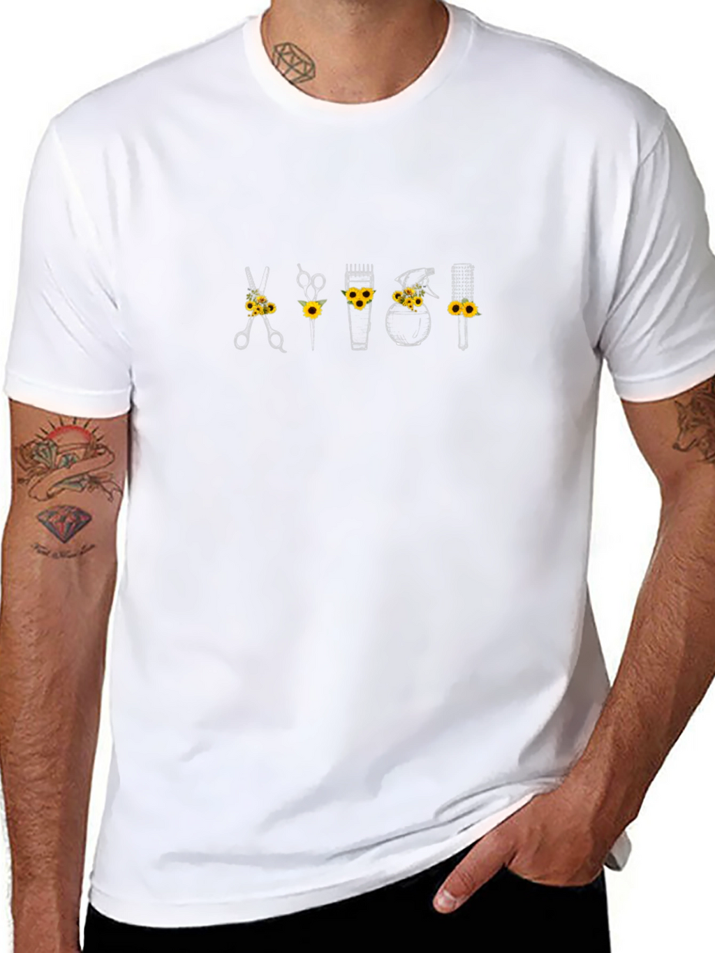 Sunflower Barber Tools Black T-Shirt