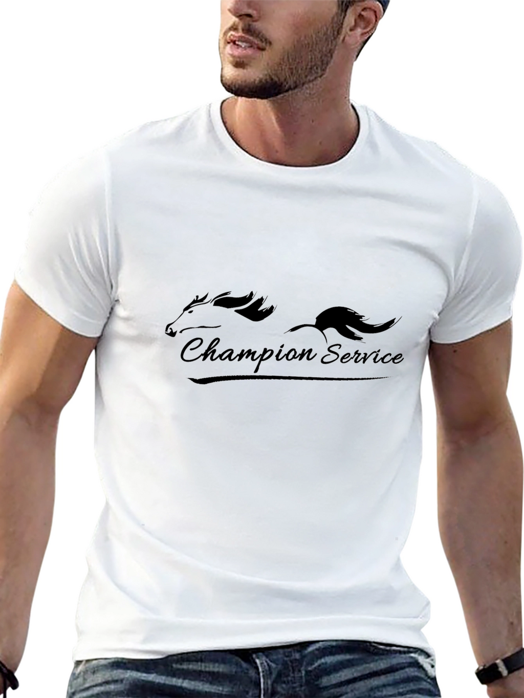 Champion Service Black T-Shirt - Stylish Graphic Tee