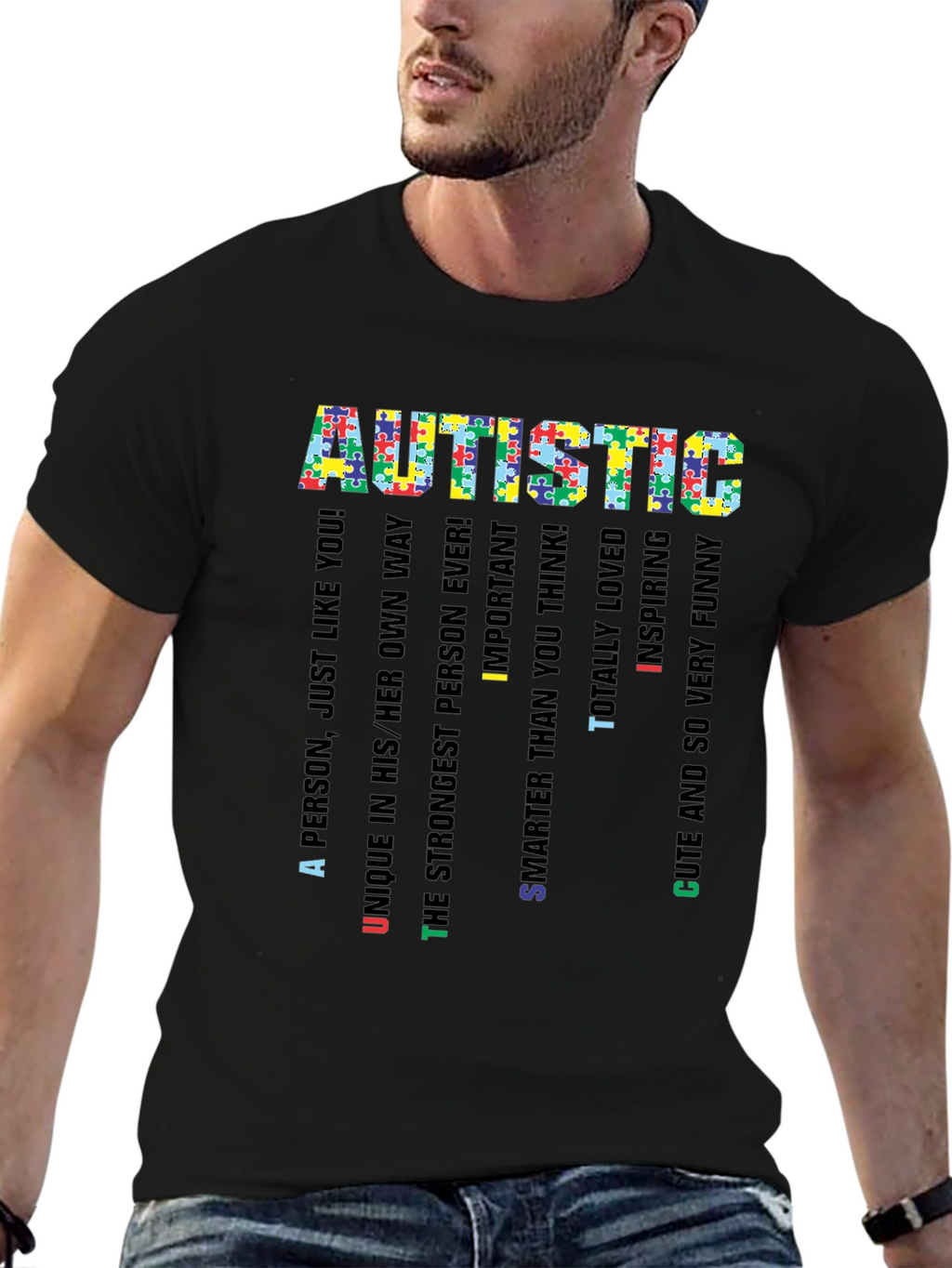 Autistic Pride T-Shirt - Puzzle Piece Design