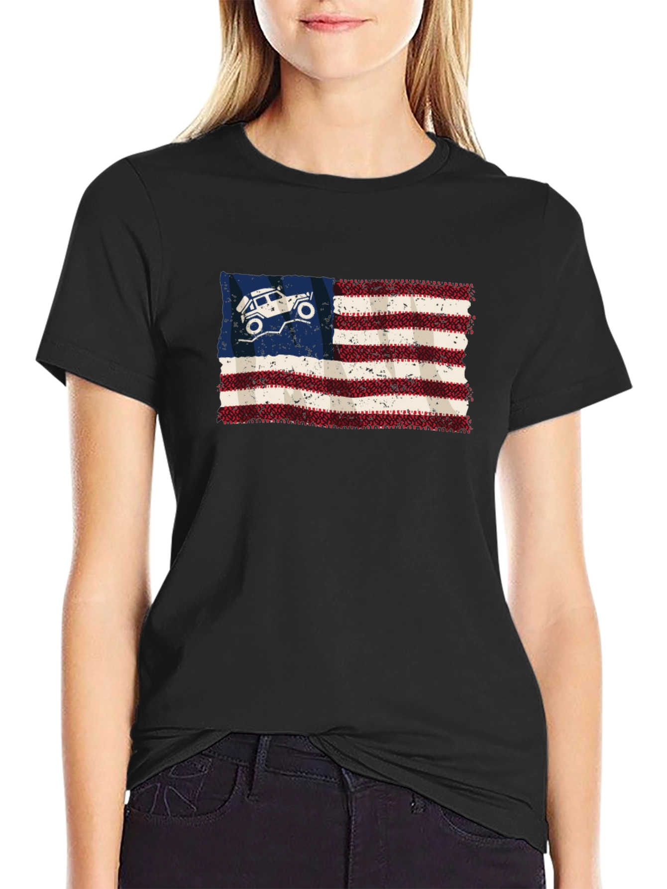 American Flag Jeep Graphic Tee