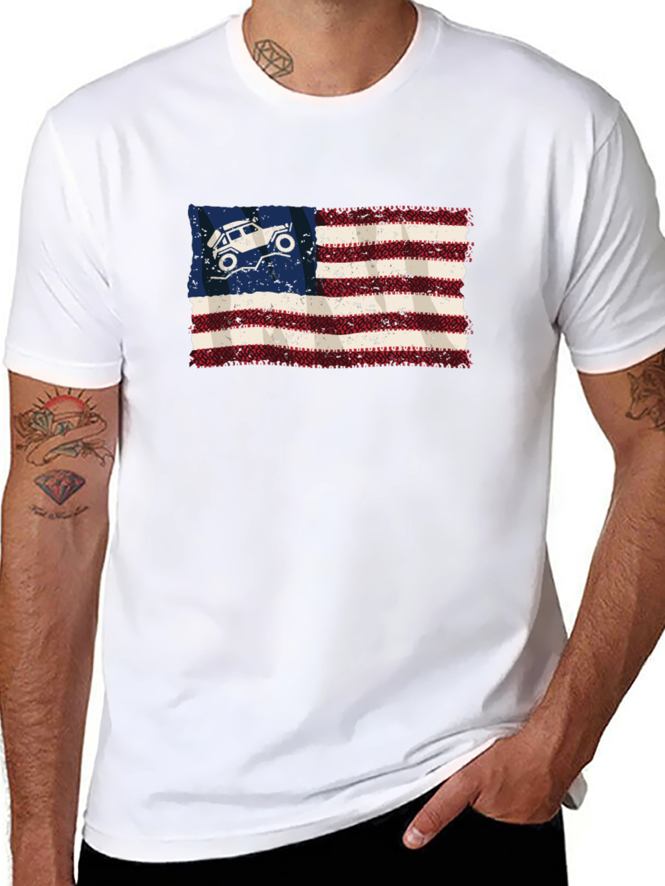 American Flag Jeep Graphic Tee