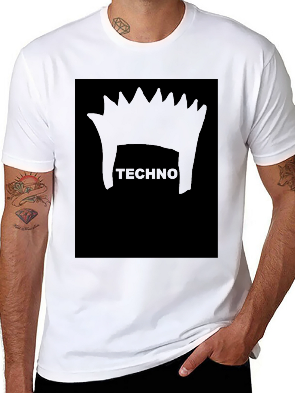 Techno Hair Black T-Shirt - Music Rave Party Tee