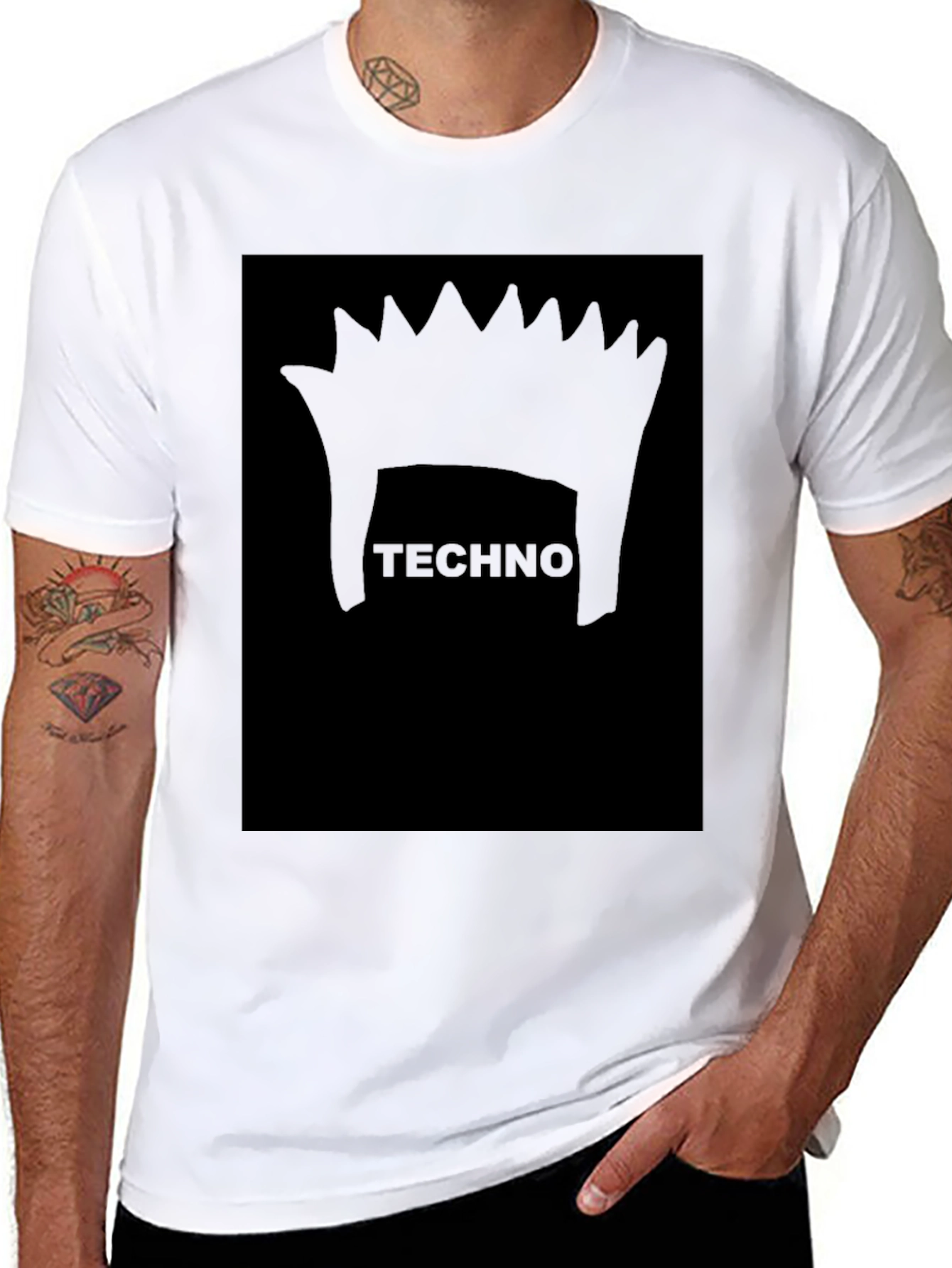 Techno Hair Black T-Shirt - Music Rave Party Tee