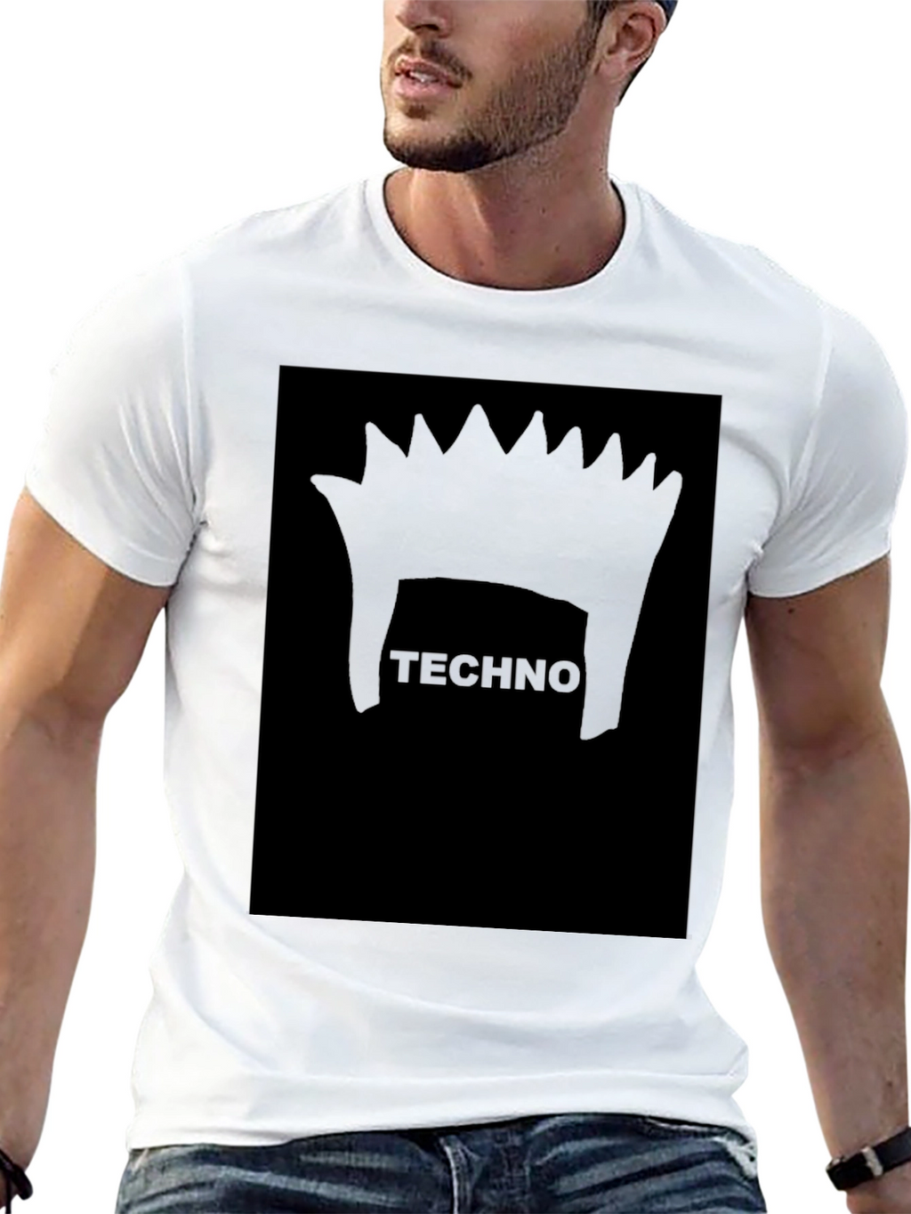 Techno Hair Black T-Shirt - Music Rave Party Tee